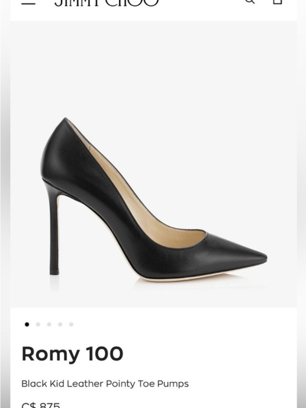Jimmy Choo Black Leather Romy 100 - size 38